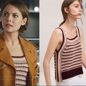 Wilfred Caumont Striped Knit Linen Blend Top S